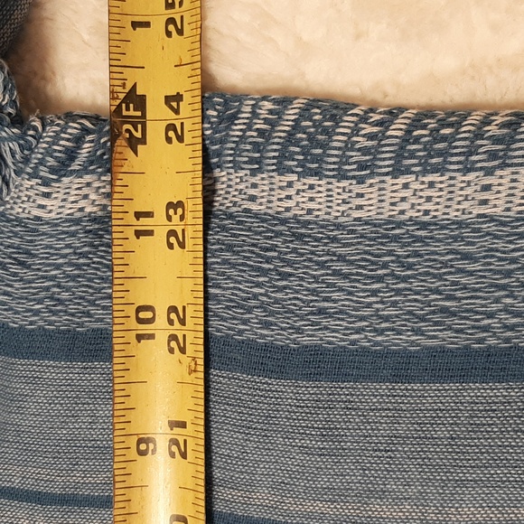 Women"s XL Light Blue Striped V Neck Shirt With Half Button Up Front - Picture 11 of 13